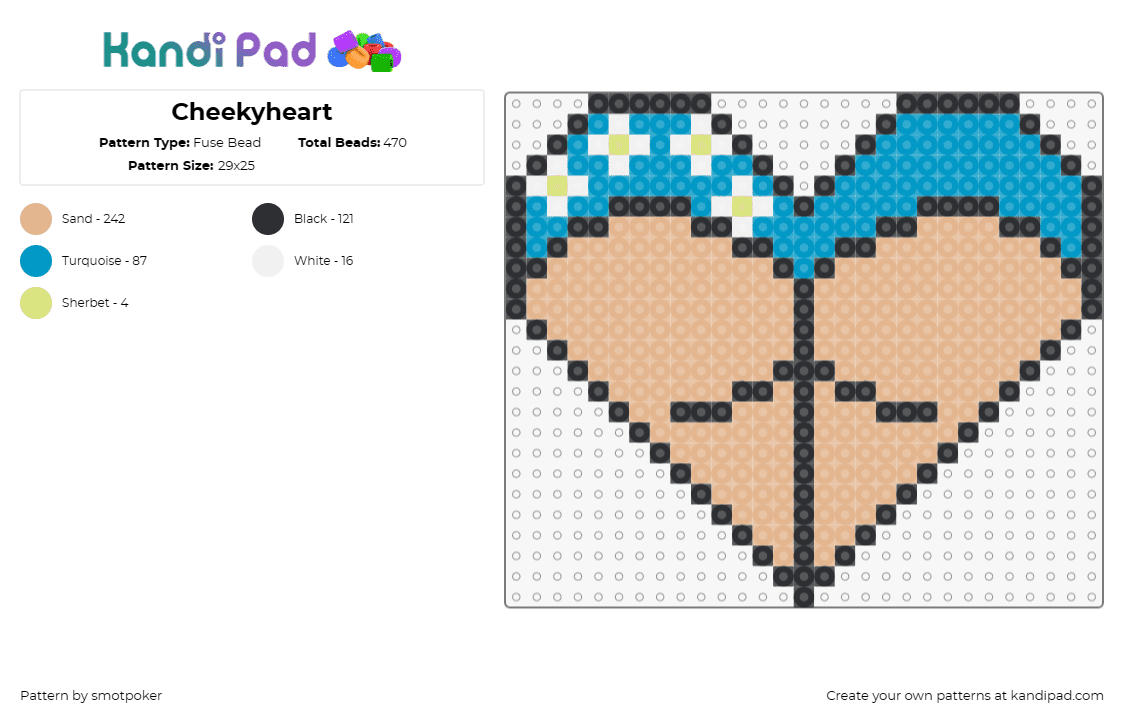 Cheekyheart - Fuse Bead Pattern by smotpoker on Kandi Pad - booty,heart,cheeky,playful,funny,love,tan,blue