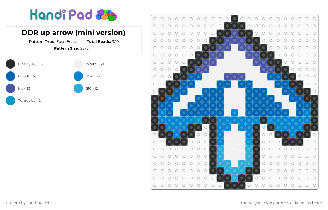 DDR arrow 1 (mini version) - Fuse Bead Pattern by ectobiologist on Kandi Pad - blue,dance dance revolution,perler,video game,rythm game,retro,arrow,y2k,arcade