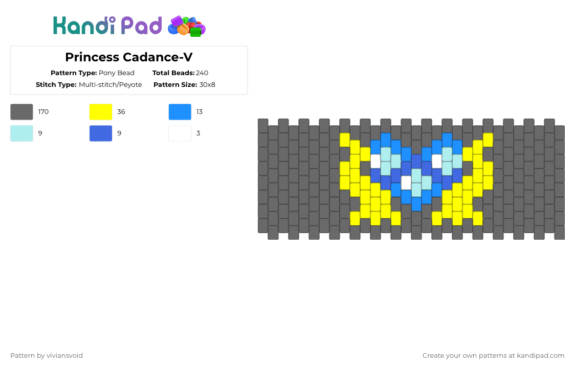 Princess Cadance-V - Pony Bead Pattern by viviansvoid on Kandi Pad - gray,mlp