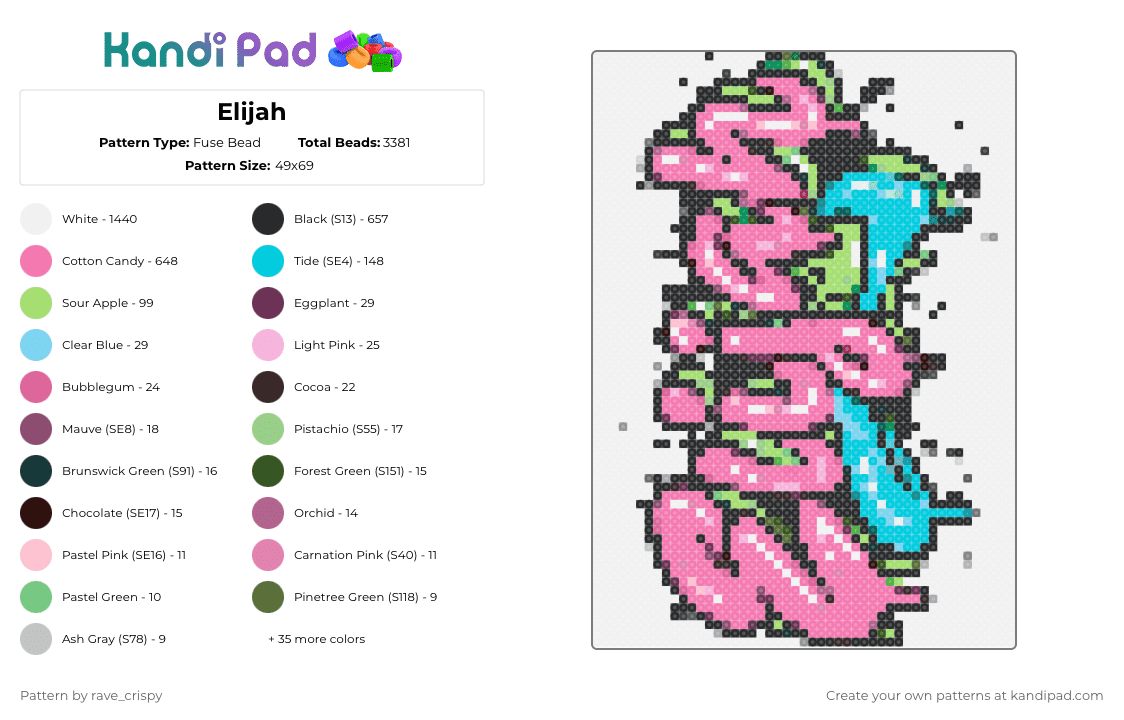 Elijah Fuse Bead Pattern - Kandi Pad | Kandi Patterns, Fuse Bead ...
