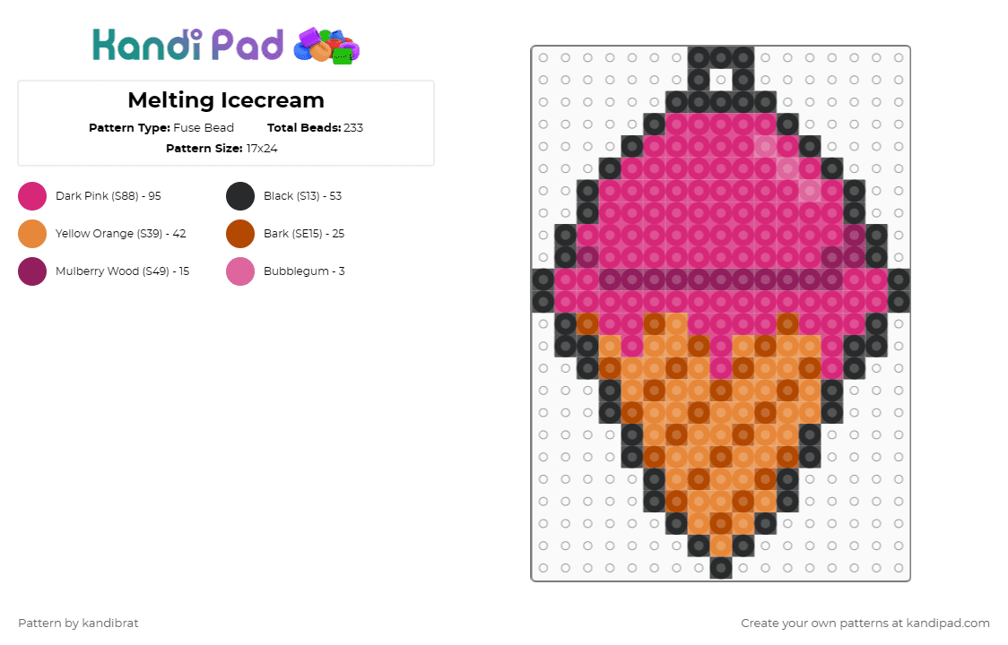 Melting Icecream - Fuse Bead Pattern by kandibrat on Kandi Pad - pink