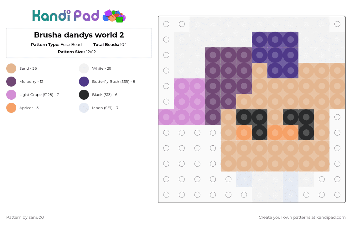 Brusha dandys world 2 - Fuse Bead Pattern by zanu00 on Kandi Pad - beige,pink,cotdtransparent