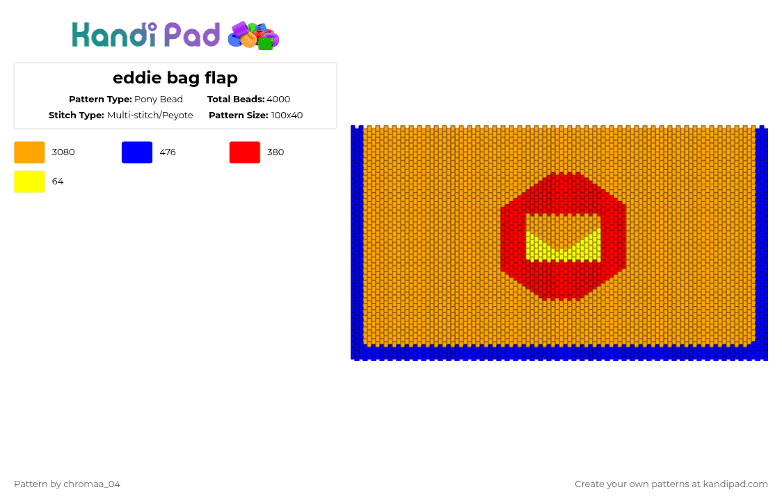 eddie bag flap - Pony Bead Pattern by chromaa_04 on Kandi Pad - orange