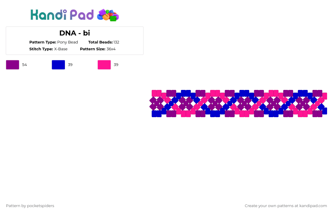 DNA - bi - Pony Bead Pattern by pocketspiders on Kandi Pad - pink,purple