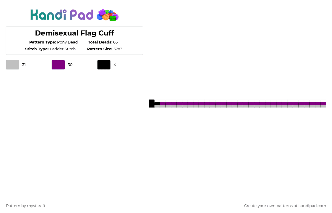 Demisexual Flag Cuff - Pony Bead Pattern by mystkraft on Kandi Pad - pink,beige