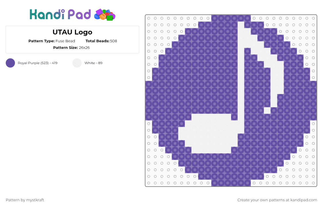 UTAU Logo - Fuse Bead Pattern by mystkraft on Kandi Pad - purple