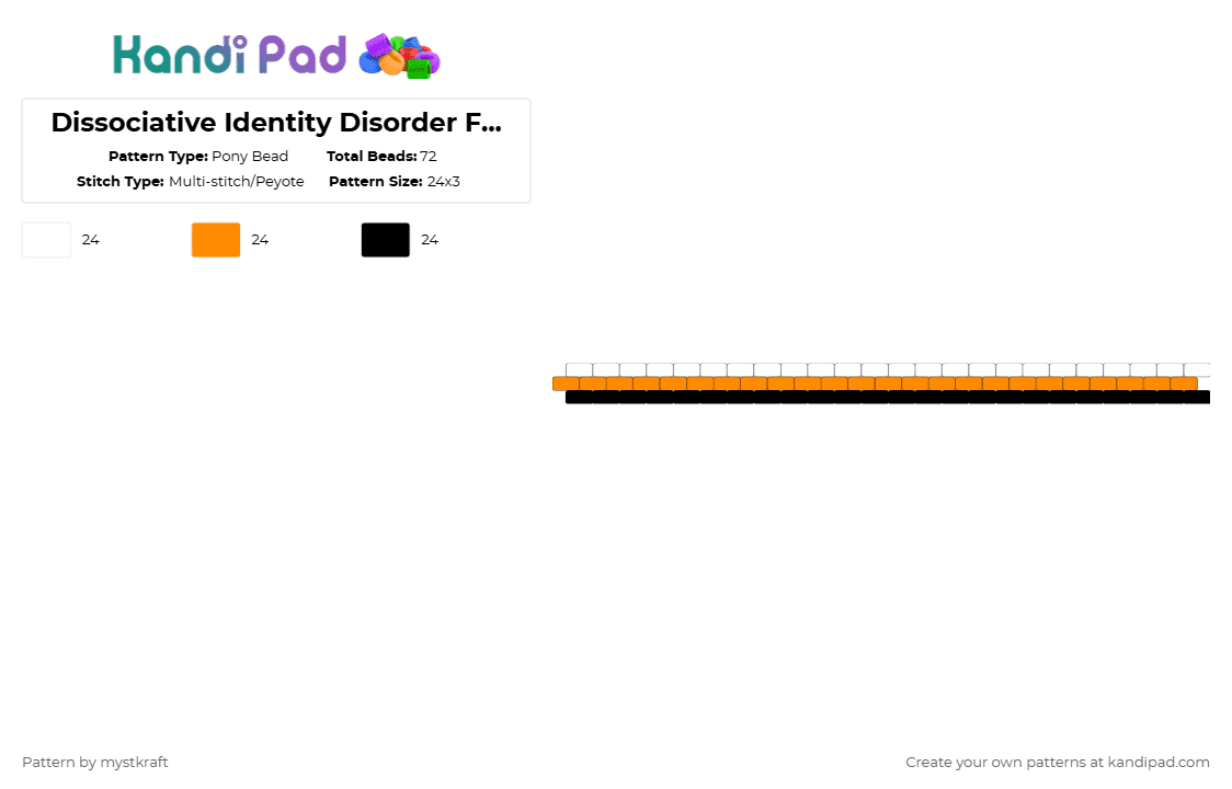 Dissociative Identity Disorder Flag Cuff - Pony Bead Pattern by mystkraft on Kandi Pad - white,orange
