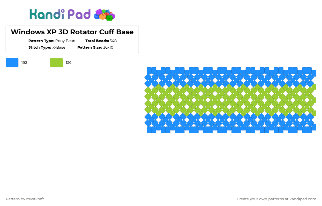 Windows XP 3D Rotator Cuff Base - Pony Bead Pattern by mystkraft on Kandi Pad - light blue,green
