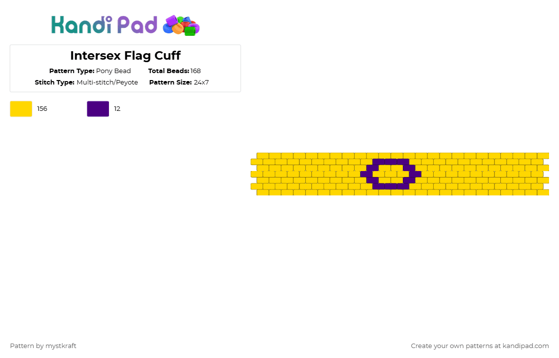 Intersex Flag Cuff - Pony Bead Pattern by mystkraft on Kandi Pad - yellow