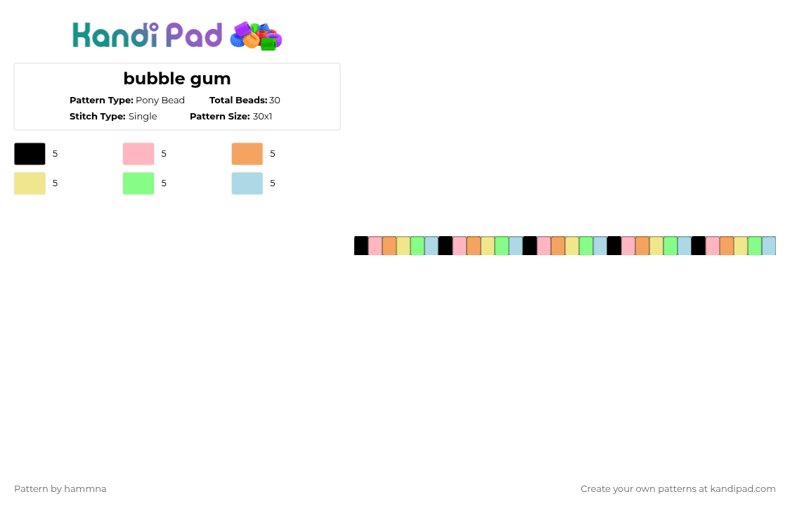 bubble gum - Pony Bead Pattern by hammna on Kandi Pad - orange,teal,colorful
