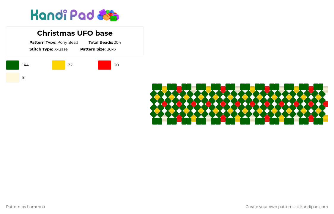 Christmas UFO base - Pony Bead Pattern by hammna on Kandi Pad - green