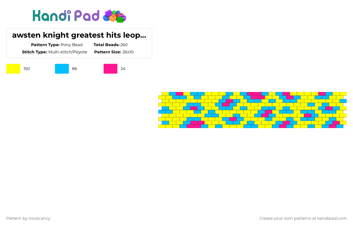 awsten knight greatest hits leopard print - Pony Bead Pattern by novacancy on Kandi Pad - awsten knight,leopard,cuff,music,yellow,light blue,waterparks,greatest hits,animal print
