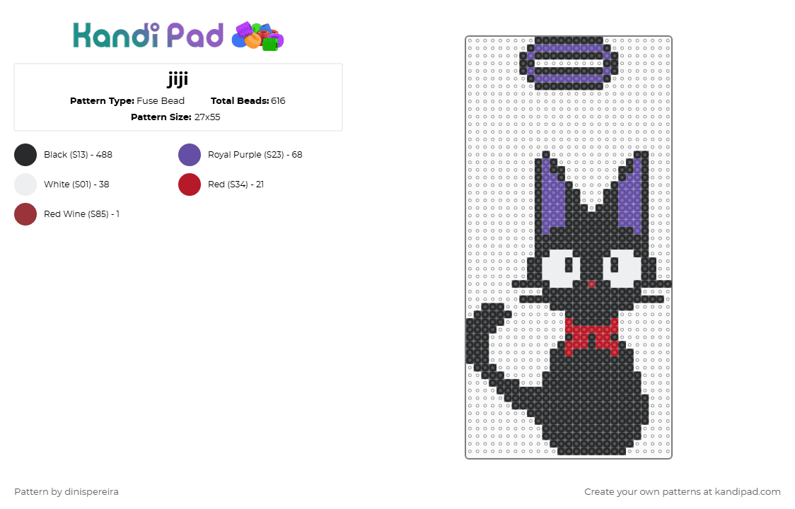 jiji - Fuse Bead Pattern by dinispereira on Kandi Pad - black,purple