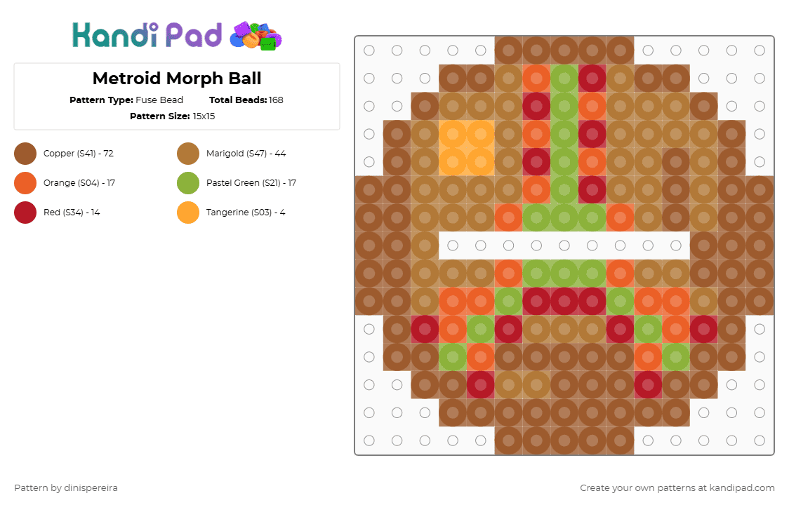 Metroid Morph Ball - Fuse Bead Pattern by dinispereira on Kandi Pad - tan,david