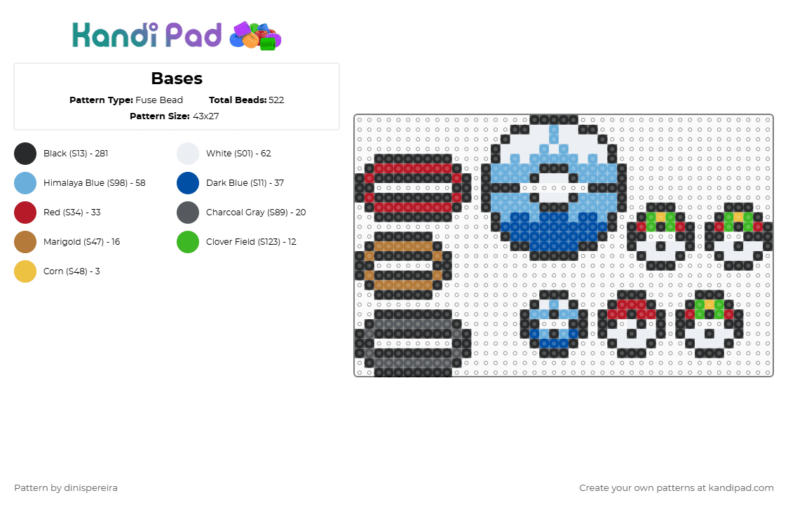 Bases - Fuse Bead Pattern by dinispereira on Kandi Pad - black,light blue,red,blue,emi