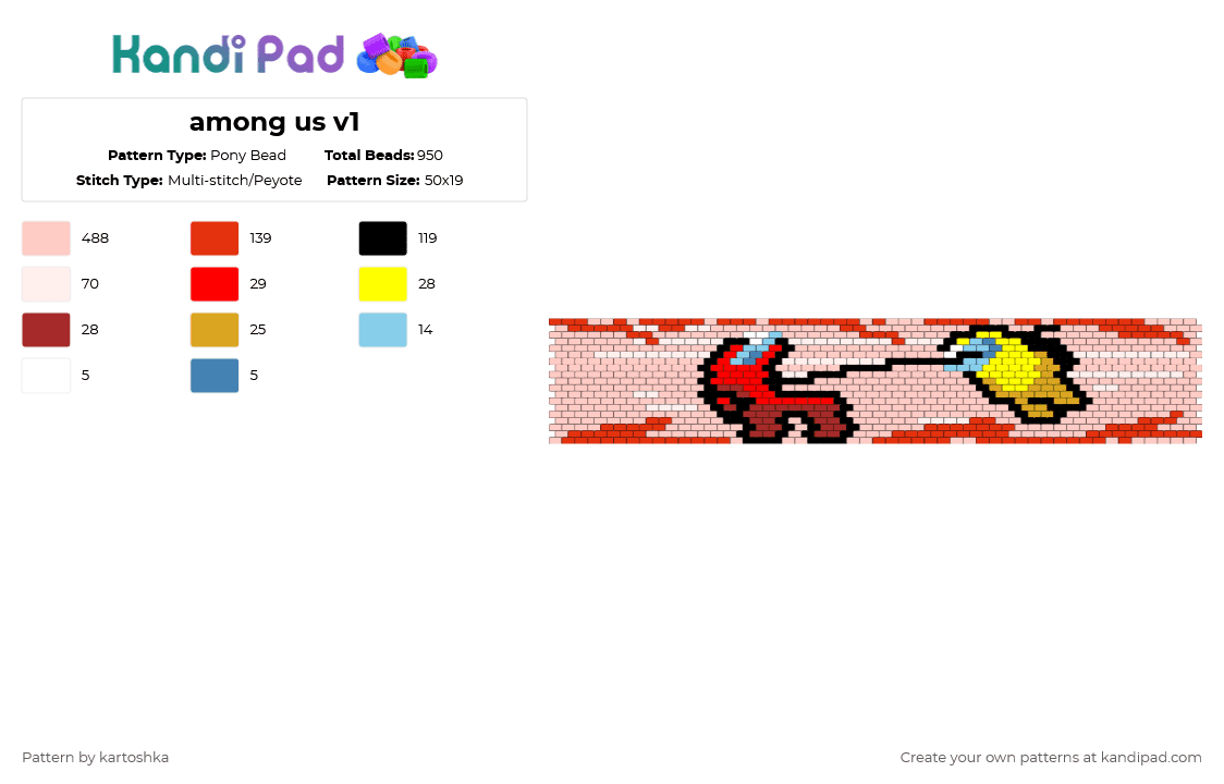 among us v1 - Pony Bead Pattern by kartoshka on Kandi Pad - beige,red,among us