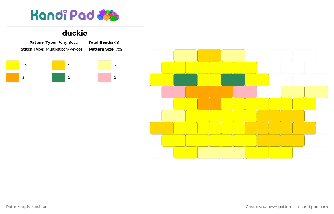 duckie - Pony Bead Pattern by kartoshka on Kandi Pad - yellow