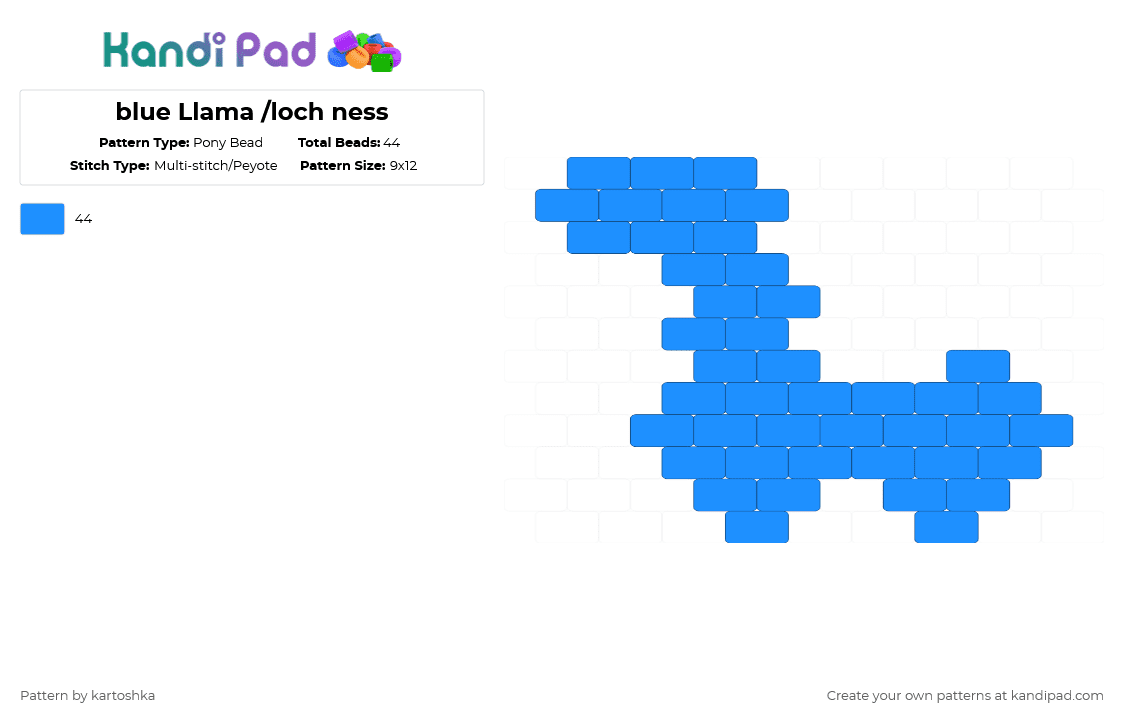 blue Llama/loch ness v1 - Pony Bead Pattern by kartoshka on Kandi Pad - light blue,llama,blue,loch ness