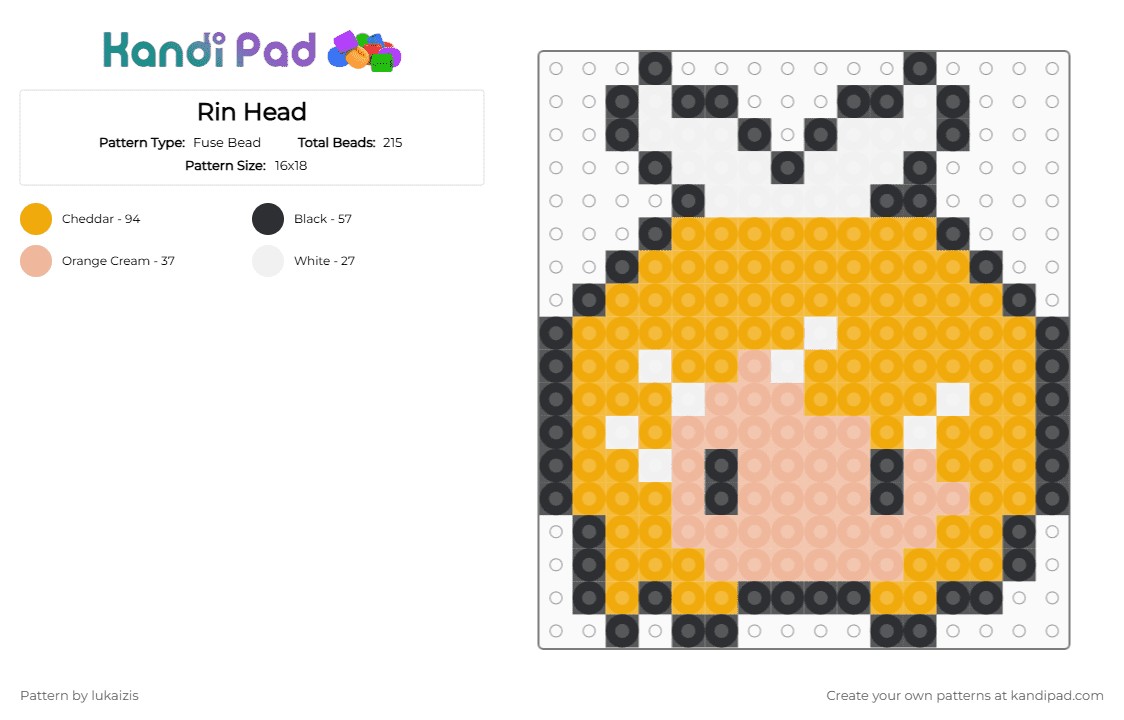 Rin Head - Fuse Bead Pattern by lukaizis on Kandi Pad - orange,beige