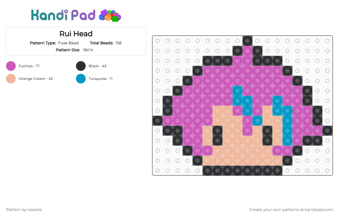 Pixel Rui Head Rui Head Fuse Bead Pattern - Kandi Pad | Kandi Patterns, Fuse Bead ...