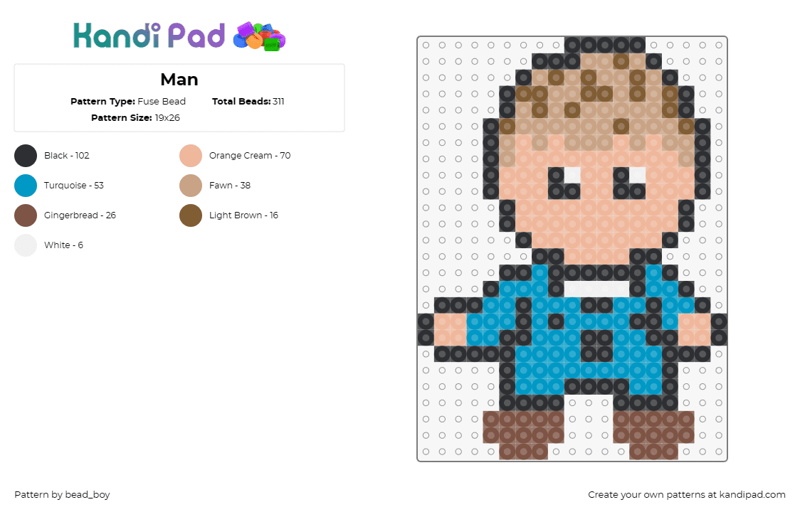 Man - Fuse Bead Pattern by bead_boy on Kandi Pad - martin kratt,wild kratts,animated,character,adventure,educational,television,blu