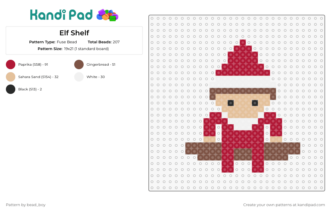 Elf Shelf - Fuse Bead Pattern by bead_boy on Kandi Pad - elf on the shelf,christmas,santa,festive,holiday season,fun project,joy,cheer