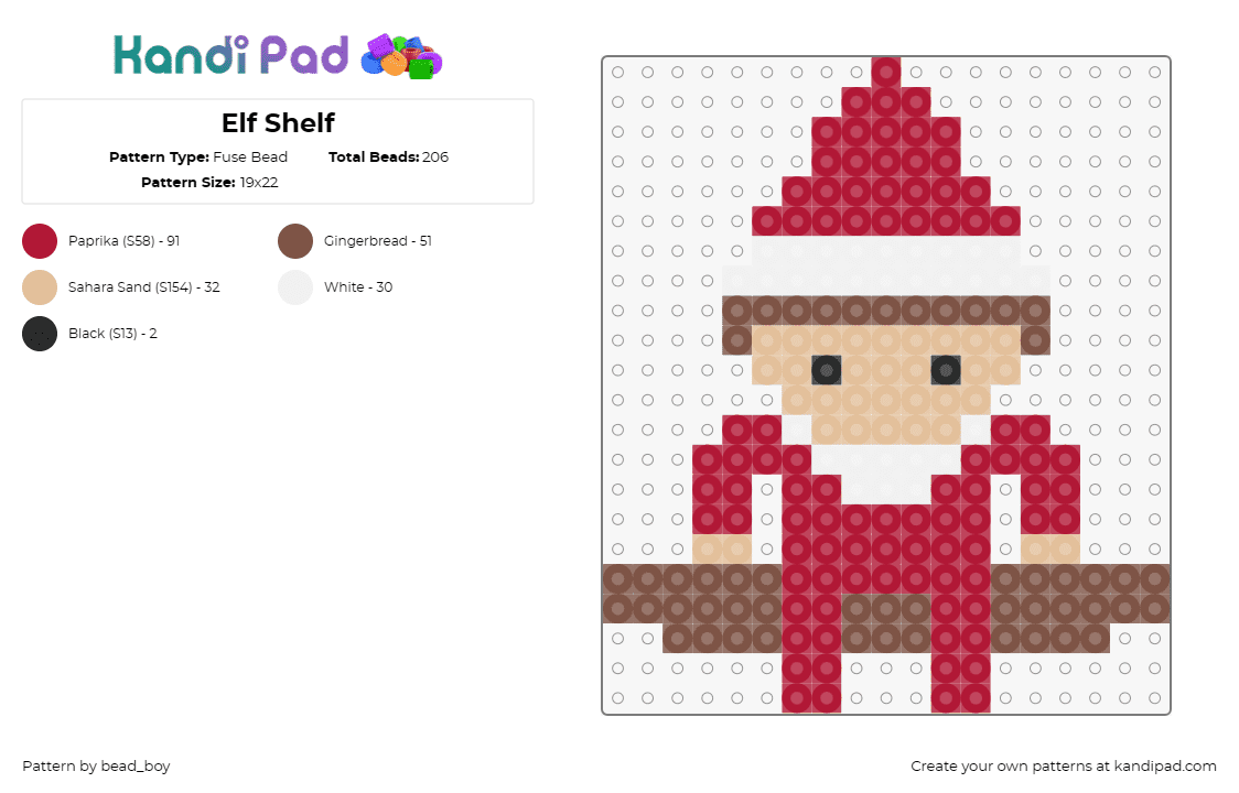 Elf Shelf - Fuse Bead Pattern by bead_boy on Kandi Pad - elf on the shelf,christmas,santa,festive,holiday season,fun project,joy,cheer