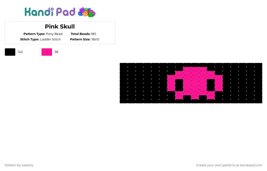 Pink Skull - Pony Bead Pattern by weachy on Kandi Pad - black
