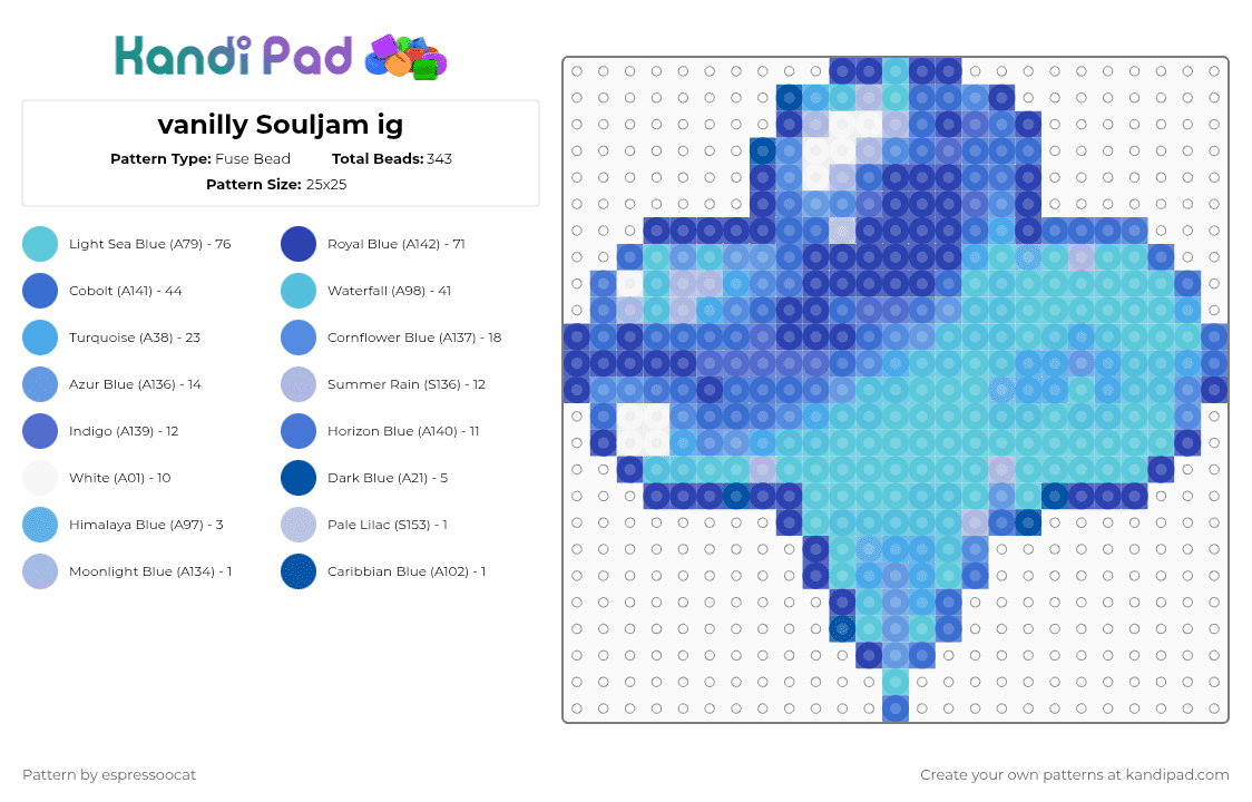 vanilly Souljam ig - Fuse Bead Pattern by espressoocat on Kandi Pad - light blue,blue,crk