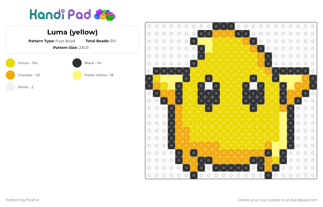 Luma (yellow) - Fuse Bead Pattern by freshie on Kandi Pad - yellow