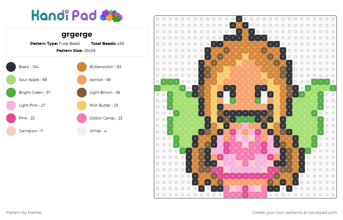 grgerge - Fuse Bead Pattern by freshie on Kandi Pad - orange,green,pink
