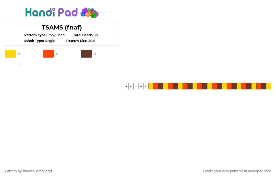 TSAMS (fnaf) - Pony Bead Pattern by shadow-drag6nsyt on Kandi Pad - yellow,red,brown