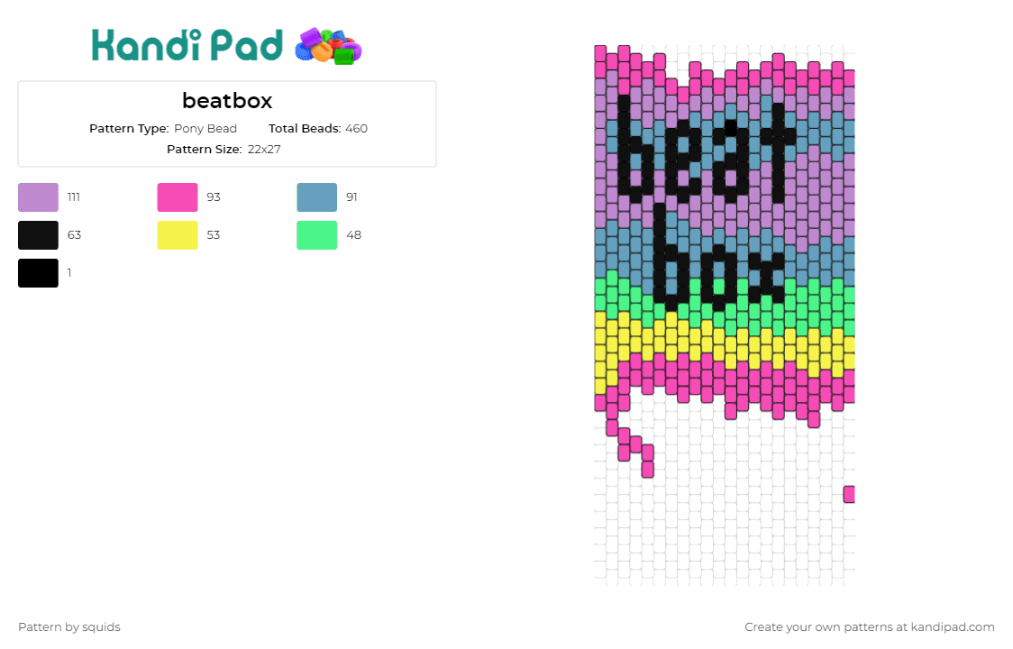 beatbox - Pony Bead Pattern by squids on Kandi Pad - beatbox,text,music,colorful,drip,rhythm,sound,vibrant