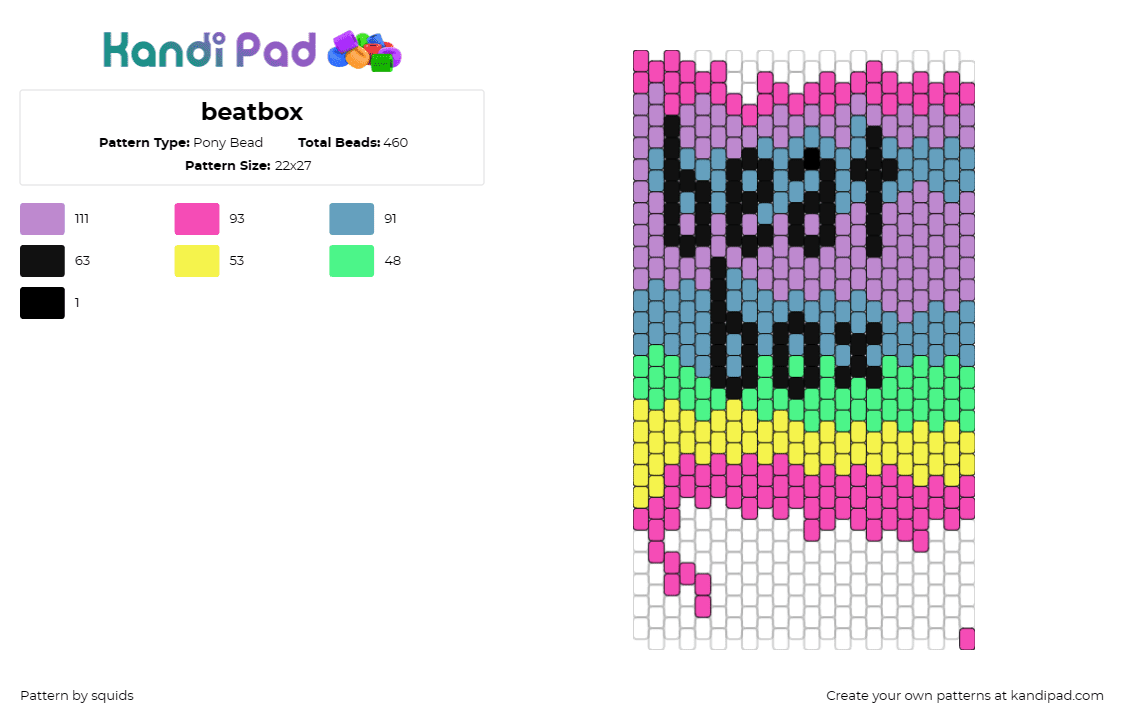 beatbox - Pony Bead Pattern by squids on Kandi Pad - beatbox,text,music,colorful,drip,rhythm,sound,vibrant