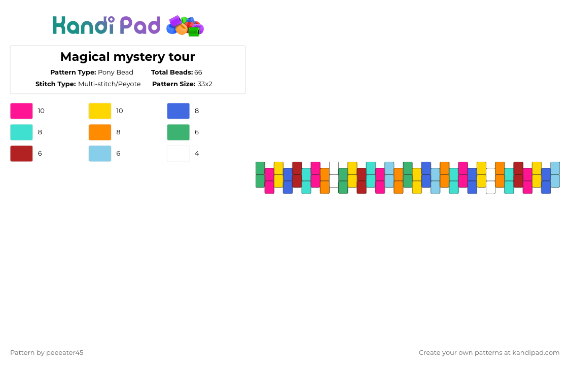 Magical mystery tour - Pony Bead Pattern by peeeater45 on Kandi Pad - yellow,light blue,colorful