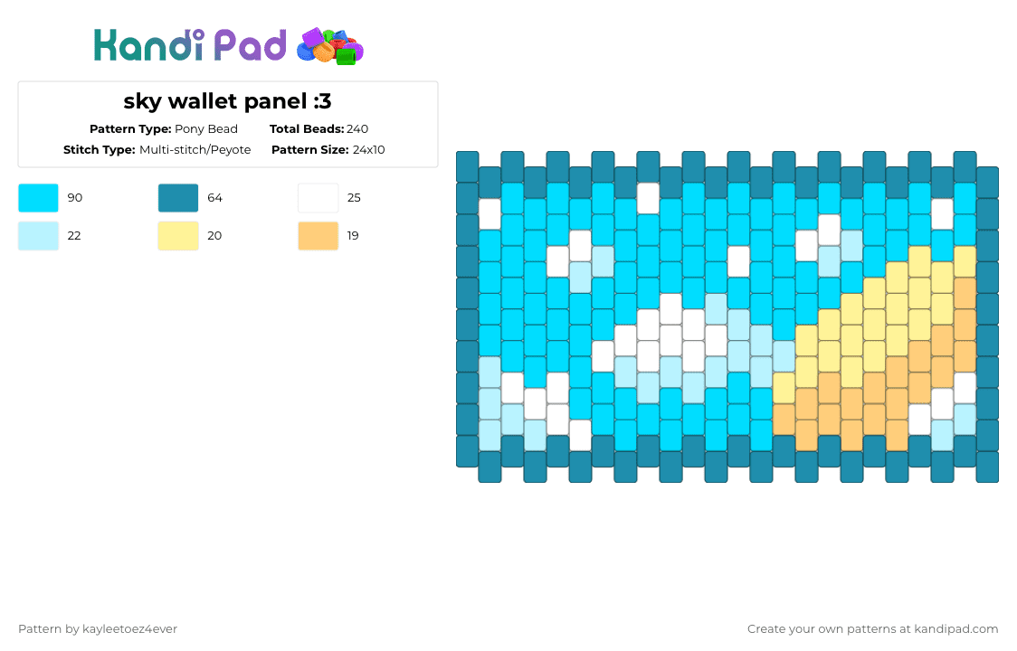 sky wallet panel :3 - Pony Bead Pattern by kayleetoez4ever on Kandi Pad - light blue