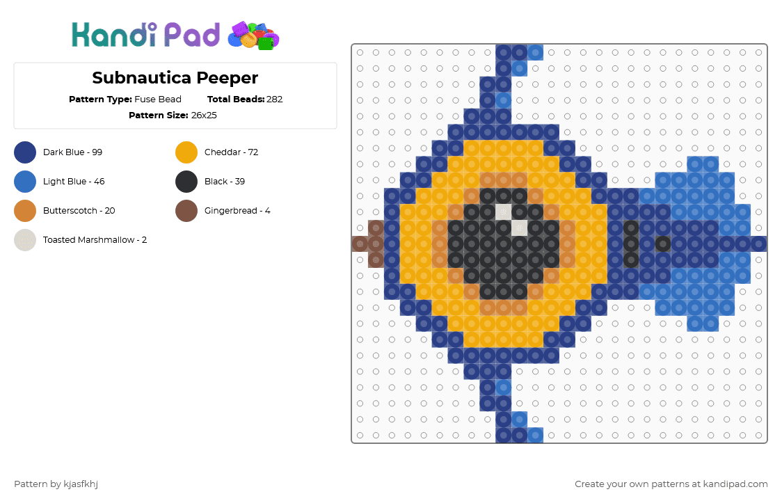 Subnautica Peeper - Fuse Bead Pattern by kjasfkhj on Kandi Pad - blue,orange