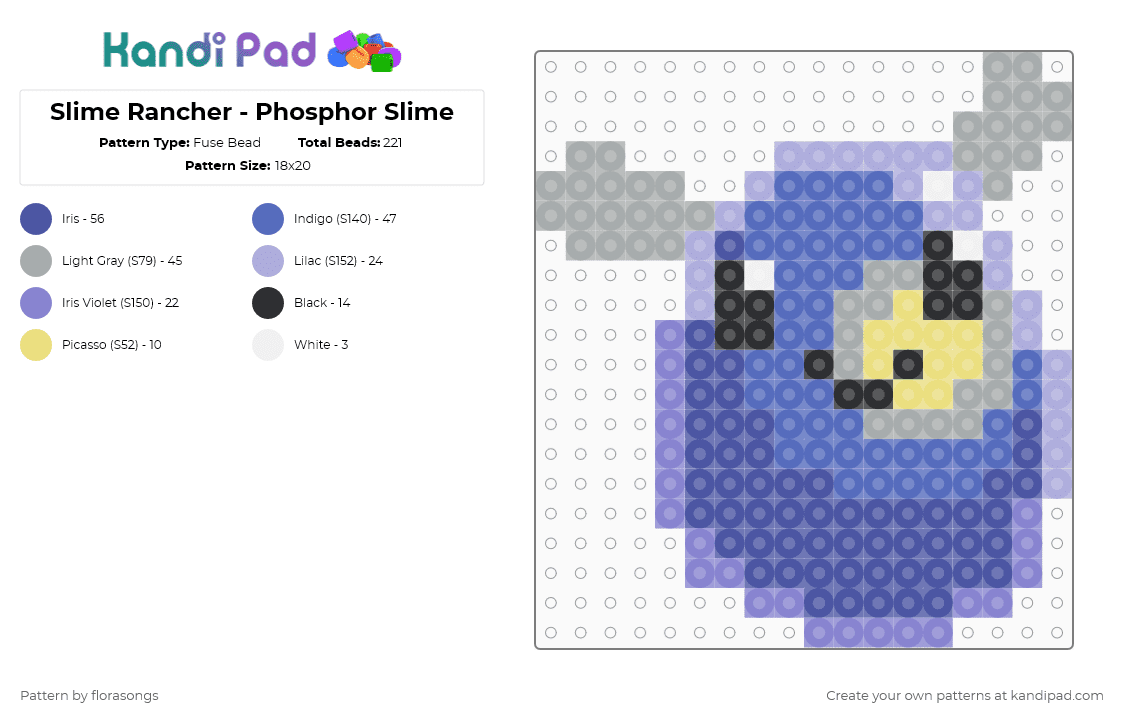 Slime Rancher - Phosphor Slime - Fuse Bead Pattern by florasongs on Kandi Pad - blue,purple,gray,slime rancher,phosphor slime