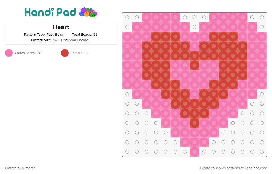 Heart - Fuse Bead Pattern by lj_march on Kandi Pad - hearts,love
