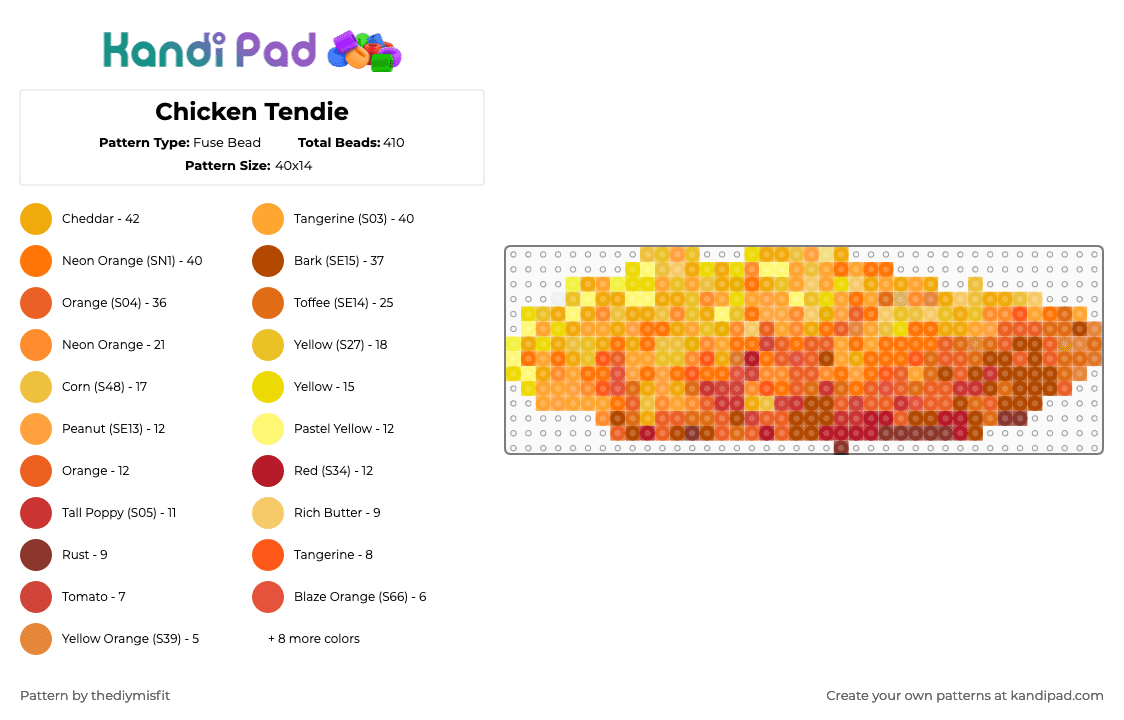 Chicken Tendie - Fuse Bead Pattern by thediymisfit on Kandi Pad - orange