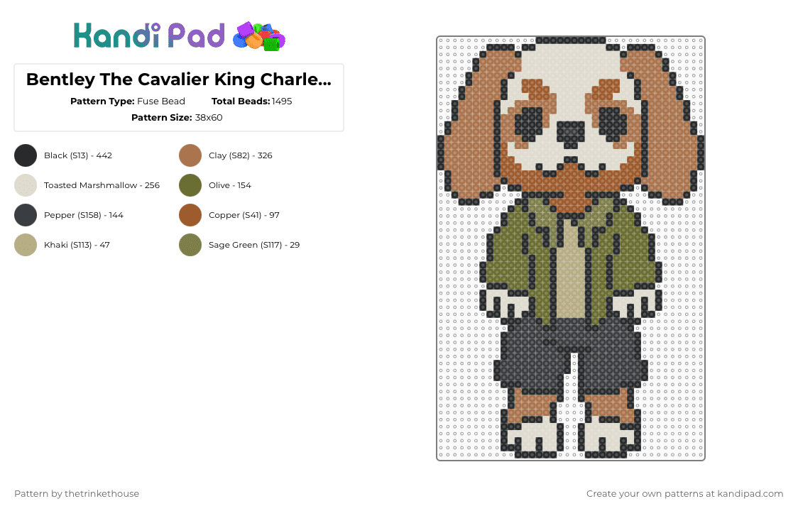 Bentley The Cavalier King Charles Spaniel - Fuse Bead Pattern by thetrinkethouse on Kandi Pad - beige,tan