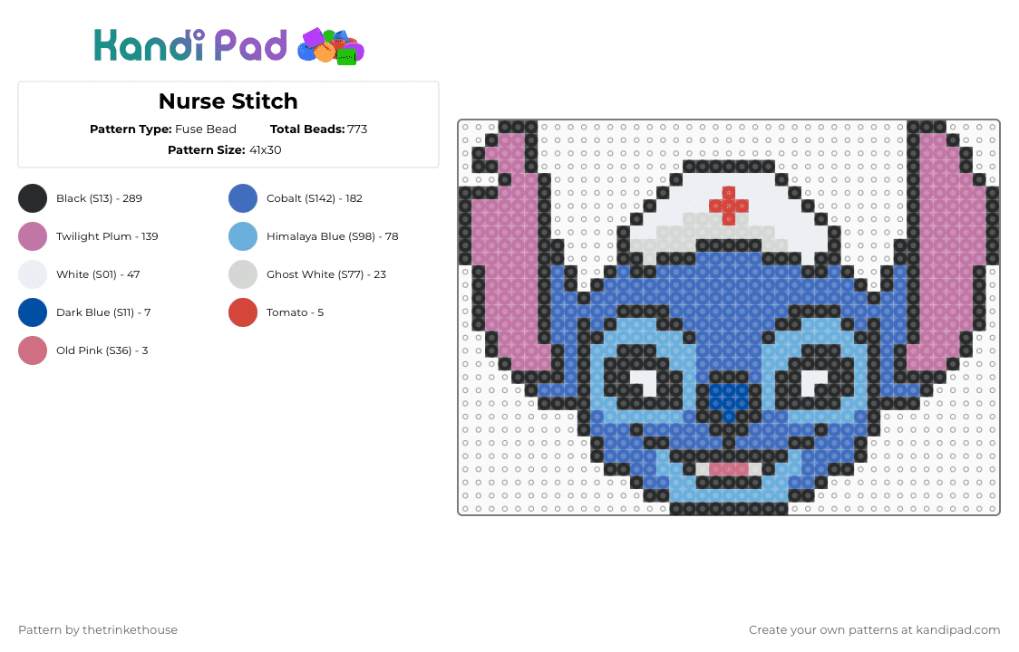Nurse Stitch - Fuse Bead Pattern by thetrinkethouse on Kandi Pad - blue,pink