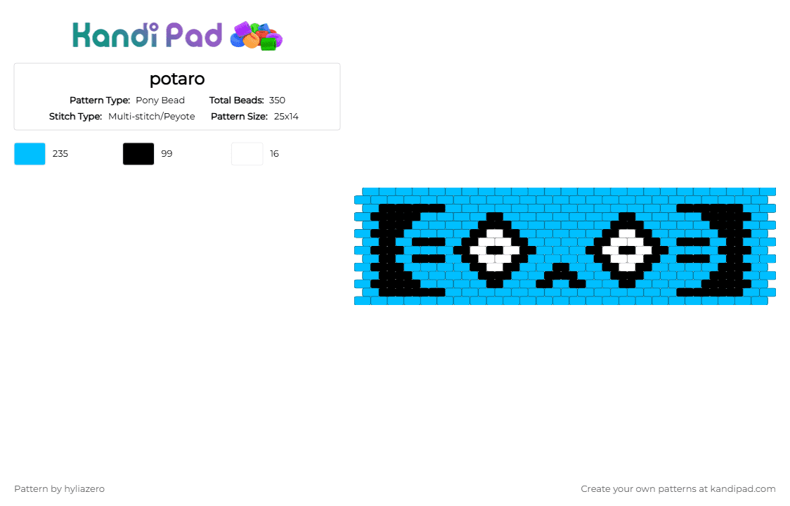 potaro - Pony Bead Pattern by hyliazero on Kandi Pad - light blue
