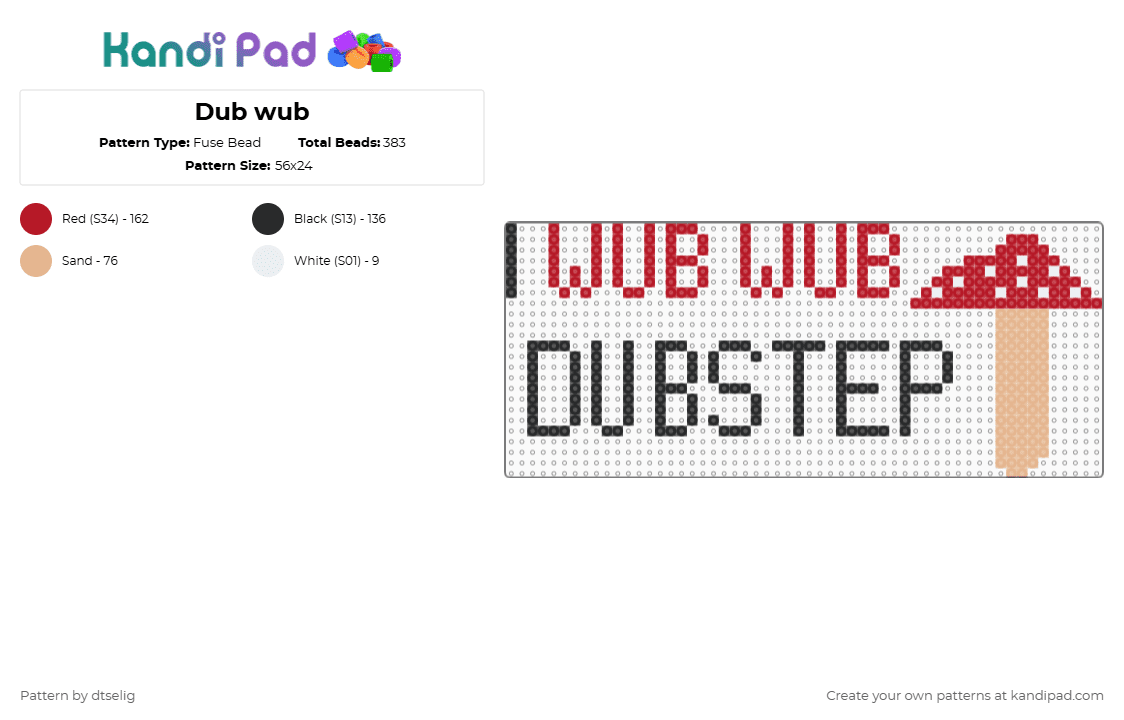 Dub wub - Fuse Bead Pattern by dtselig on Kandi Pad - red,beige