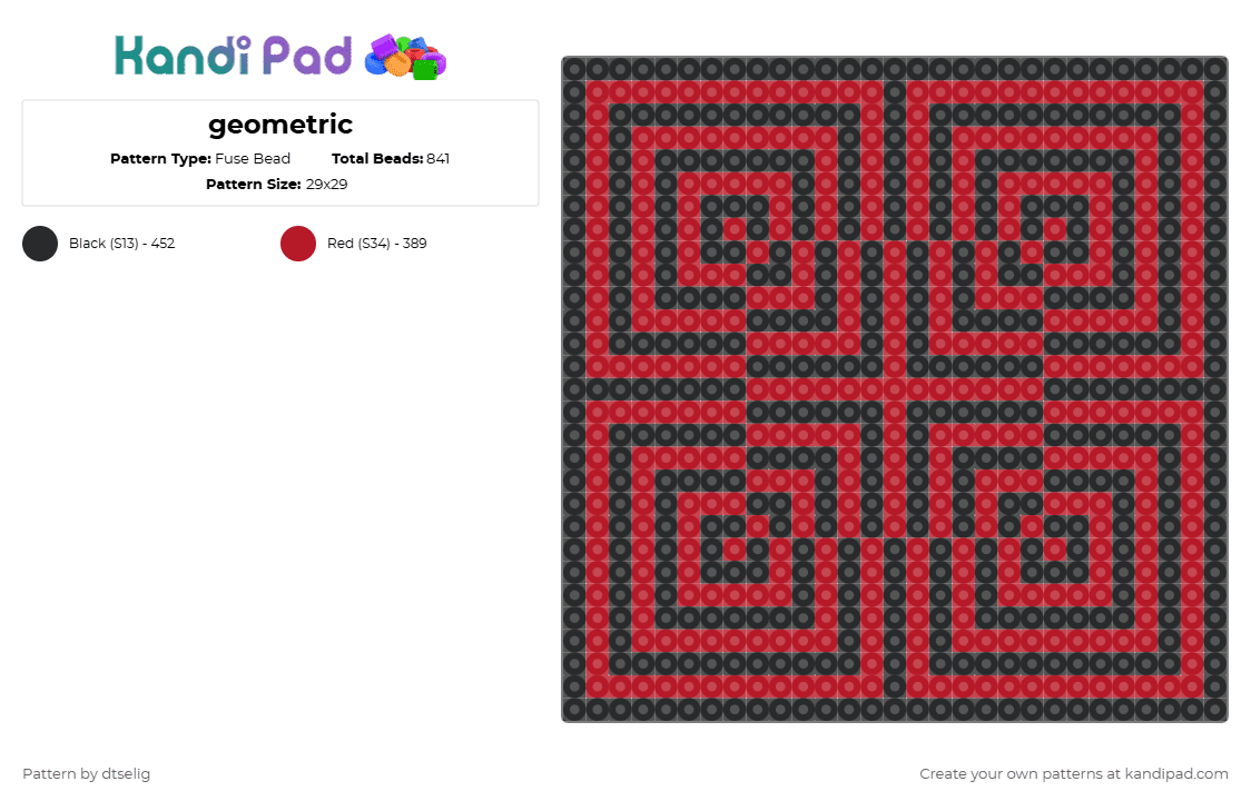 geometric - Fuse Bead Pattern by dtselig on Kandi Pad - black,red