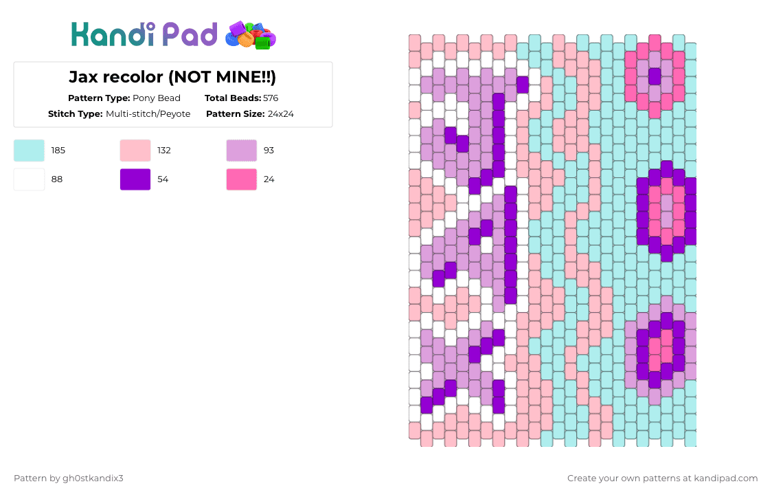 Jax recolor (NOT MINE!!) - Pony Bead Pattern by gh0stkandix3 on Kandi Pad - pink,light blue