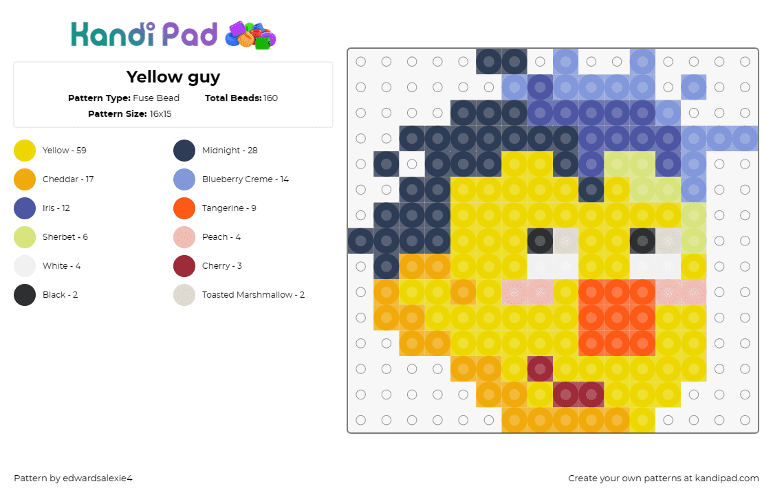 Yellow guy - Fuse Bead Pattern by edwardsalexie4 on Kandi Pad - dont hug me im scared,world,engaging,creators,yellow