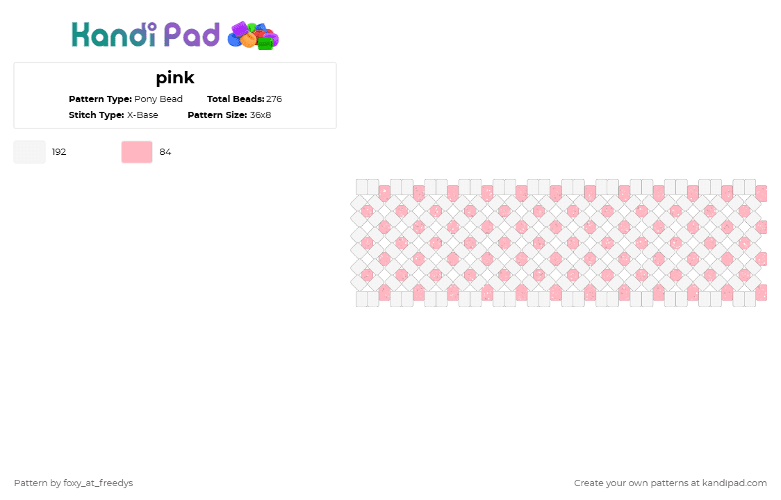 pink - Pony Bead Pattern by foxy_at_freedys on Kandi Pad - white,pink