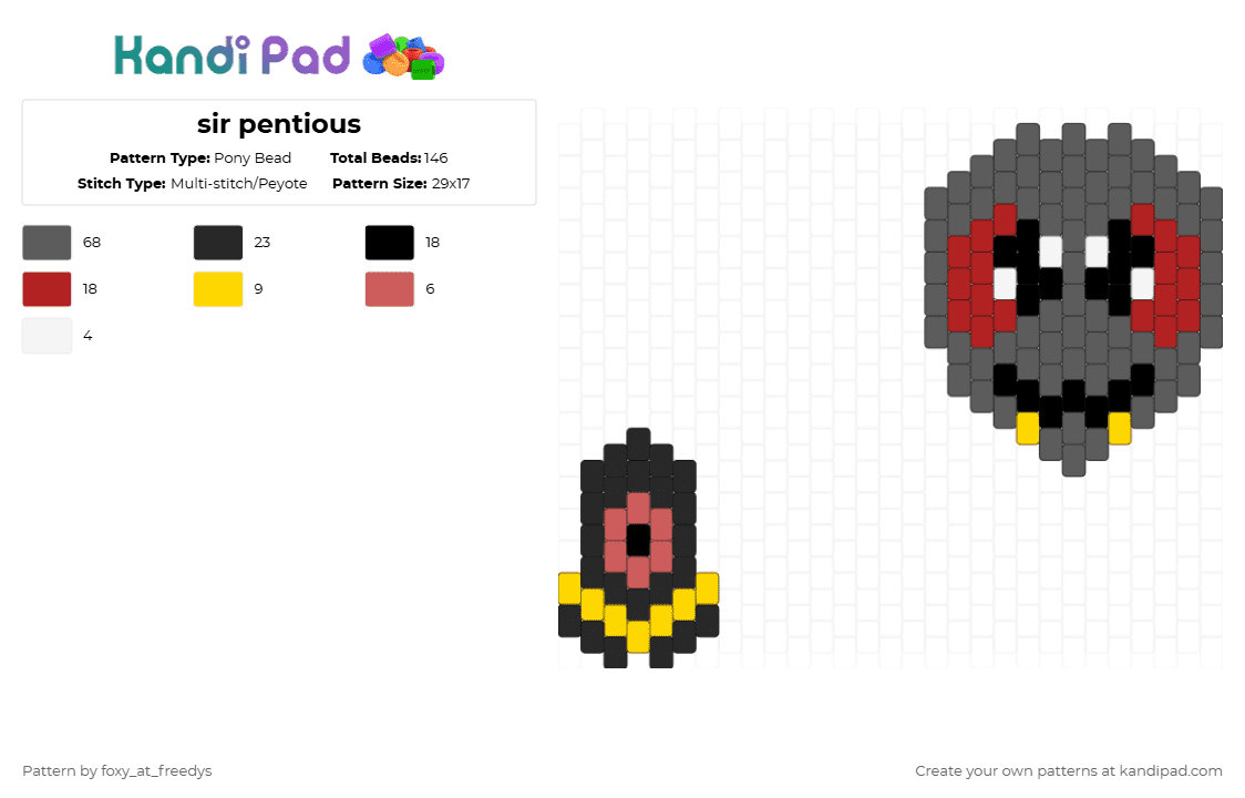 sir pentious - Pony Bead Pattern by foxy_at_freedys on Kandi Pad - gray