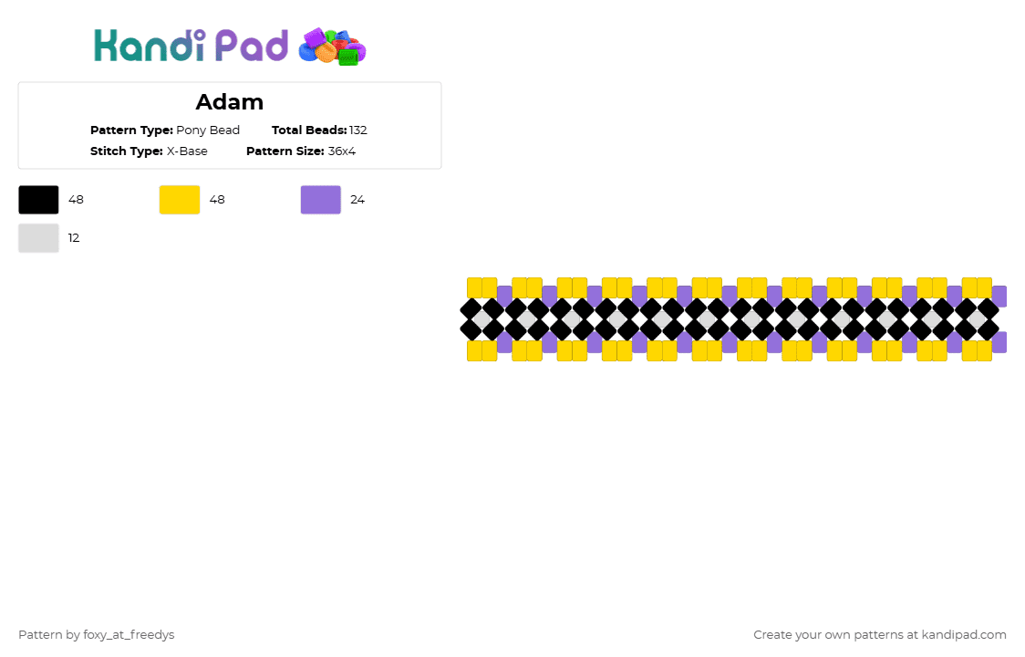 Adam - Pony Bead Pattern by foxy_at_freedys on Kandi Pad - purple,yellow,adam,hazbinhotel,wing,angel,man